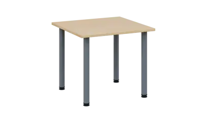 CRTR 80 jídelní stůl, kovová podnož stříbrná, deska 25 mm, 800x800 mm, bříza světlá